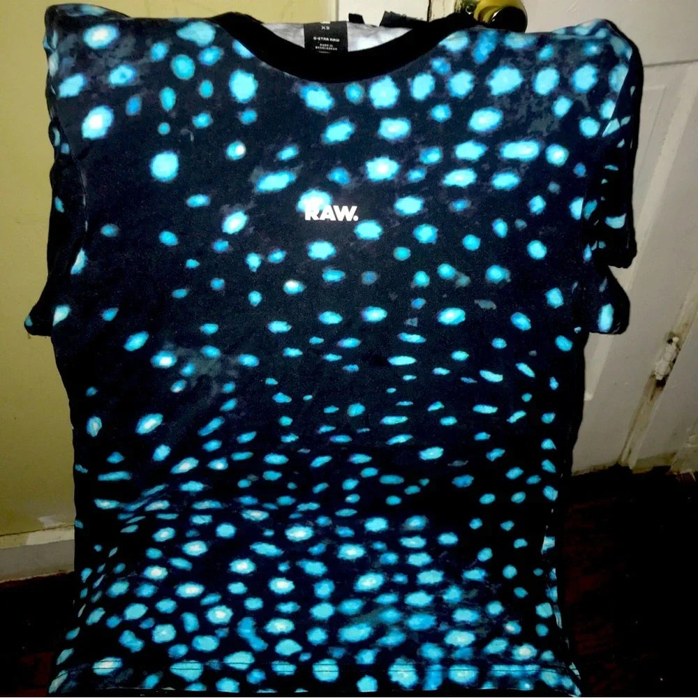 G-Star Raw Men'S Turquoise Dot Print T-Shirt – Navy