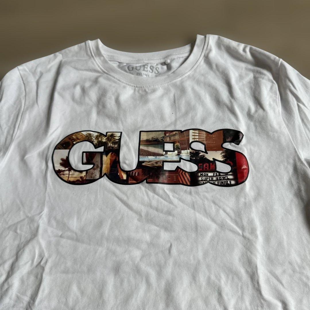 Guess Men'S Photo Print Logo T-Shirt – White