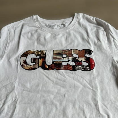 Guess Men'S Photo Print Logo T-Shirt – White