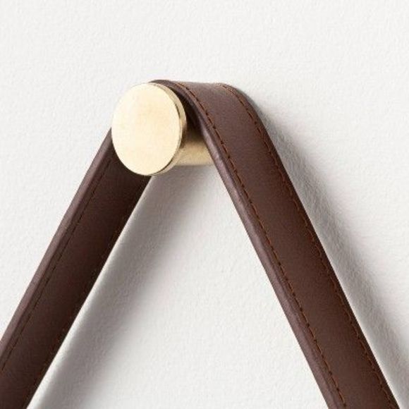 Sealed - Wood Mirror With Leather Strap Hanger Natural - Threshold™ Designed With Studio Mcgee (Open Box)