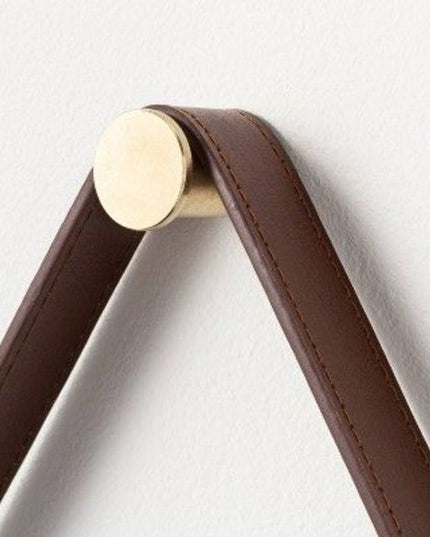 SEALED - Wood Mirror with leather Strap Hanger Natural - Threshold™ Designed with Studio McGee