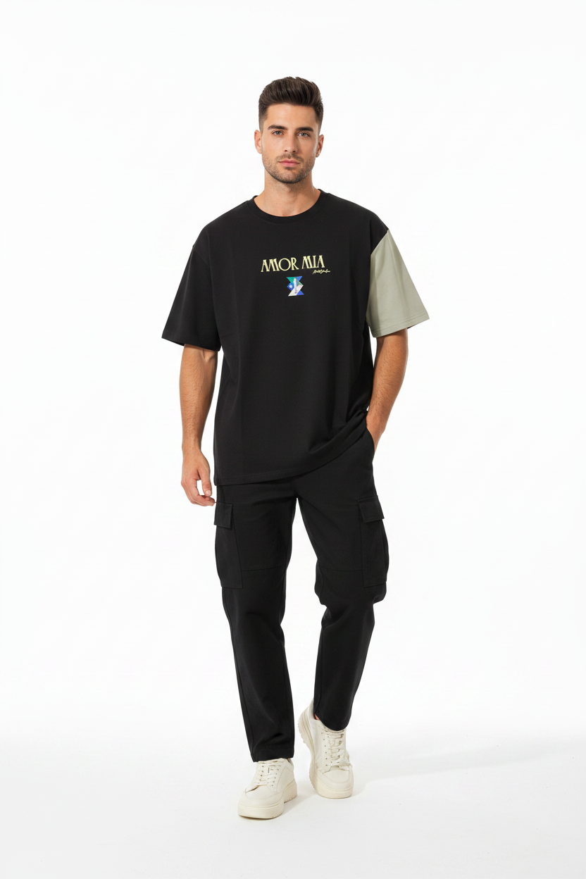 Man wearing Amor Mia T-shirt