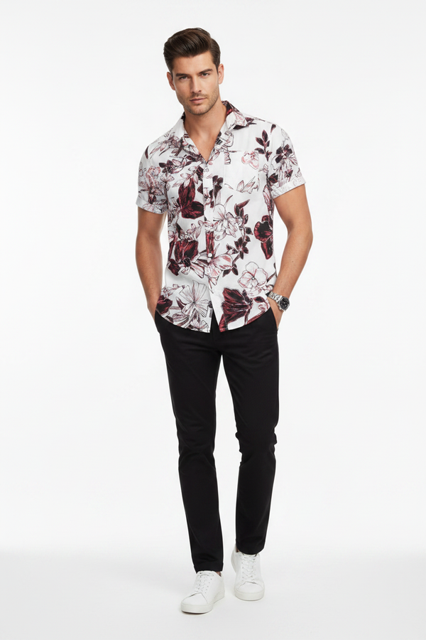 Clearance of MNG Shirt – Man Casual Slim Fit Floral Shirt