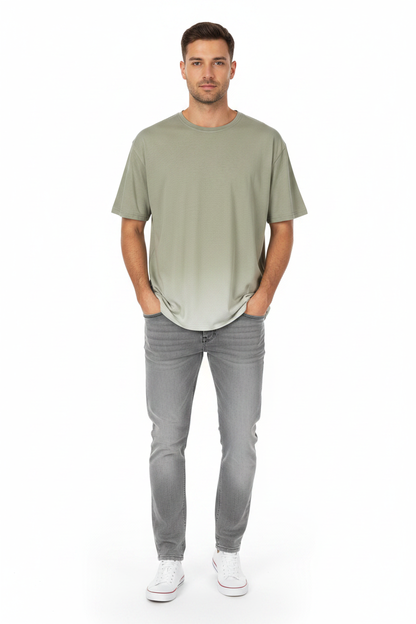 Man Wearing Sage Tee
