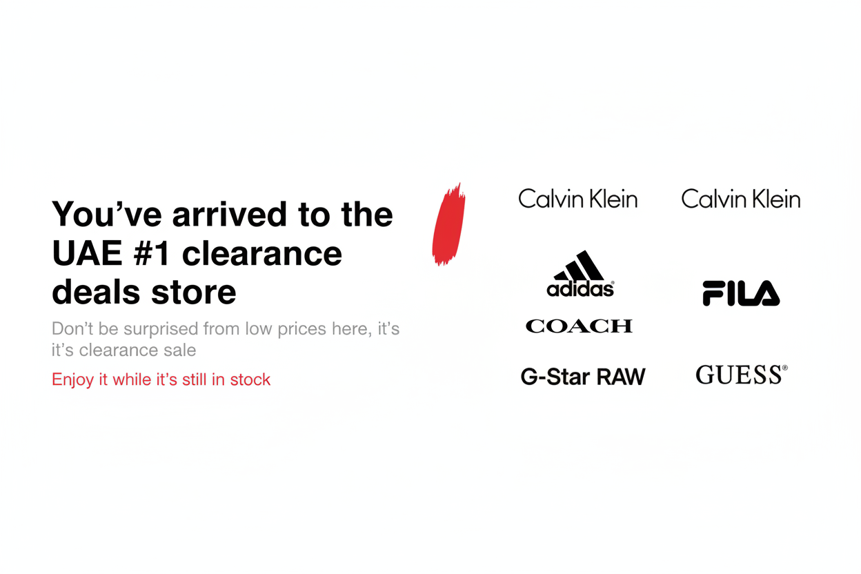 Minimal clearance banner with brand logos