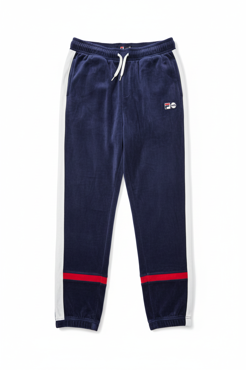 Navy Fila NYC Sweatpants - White Background 1