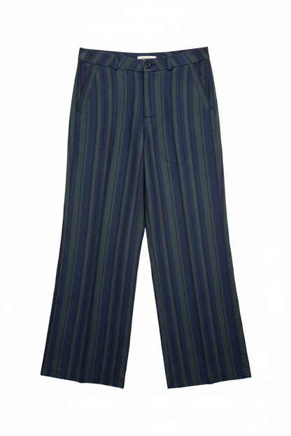 G-Star Raw navy stripe high-waist wide leg chino pants, flat front view