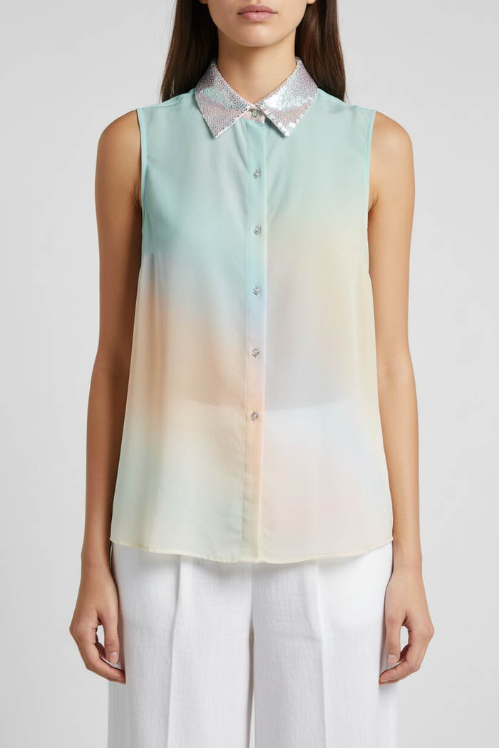 Clearance of Guess Blouse – Women's Ombré Sequin Collar Sleeveless