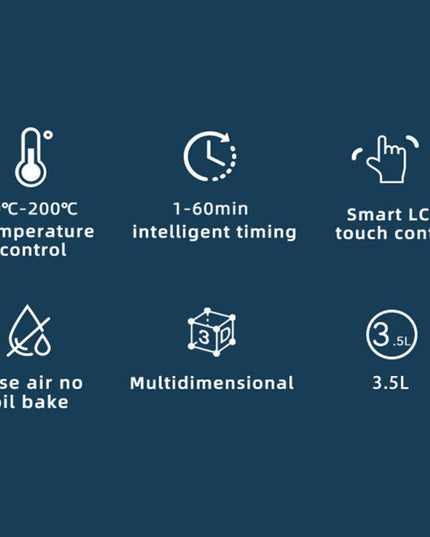 Onemoon OA5 Electric Air Fryer 3.5L Large, Non-Stick, Digital Electric Cooker 1500W - White