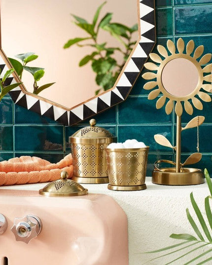 SEALED - 45CM X 60CM - Wood Resin Decorative Wall Mirror Brown - Opal house Designed with Jungalow (A)