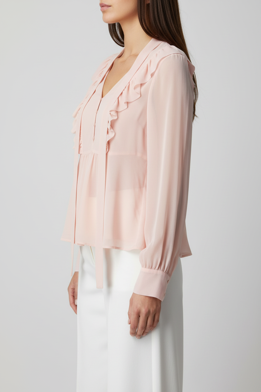Pink Blouse – Brunette Side