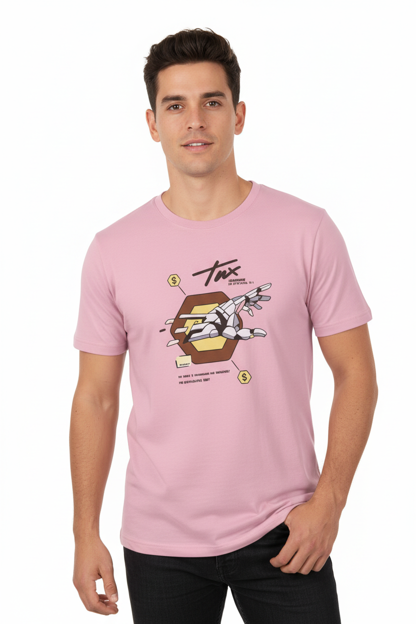 Pink T-Shirt on Model