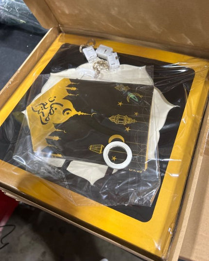 4 Pcs Ramadan Kareem Hanging Door Sign, Eid Mubarak Decorative Ramadan Canvas Sign Party Decorations Welcome Banner for Ramadan Kareem Eid Mubarak Home Door Party Supplies, 14.96 x 11.02 In (Black)