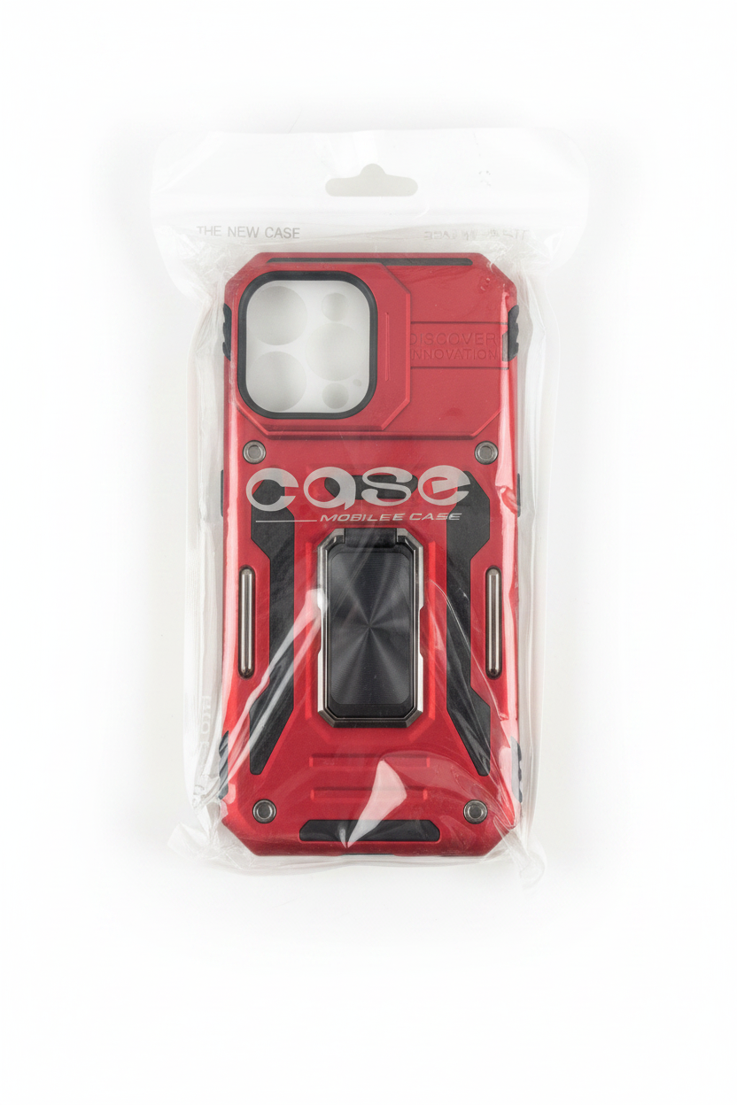 Red Rugged Phone Case on White Background