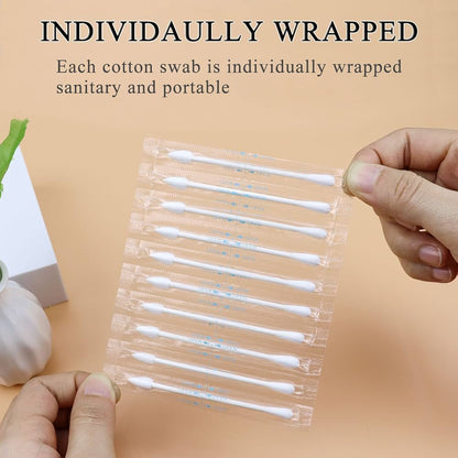 Sppry Portable Cotton Swabs Round-Pointed End - Individually Wrapped 100Pcs