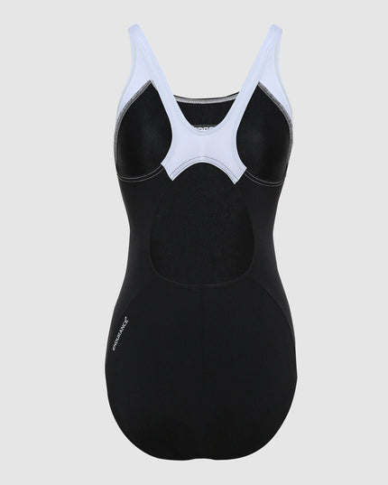 Speedo Women's Boom Splice Muscleback Swimsuit / Black - White 42
