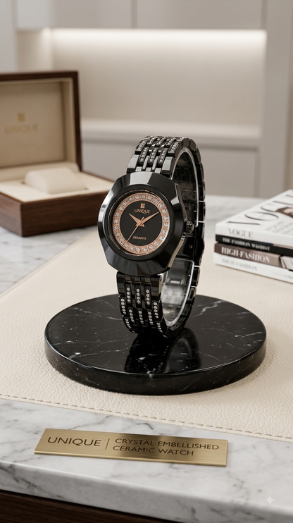 Unique Black Ceramic Women'S Watch