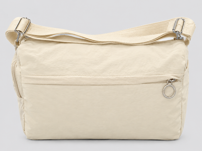 Bagco Cream Crossbody Bag with Front Zipper Pocket & Ring Pull xkbfq4110 soft bag