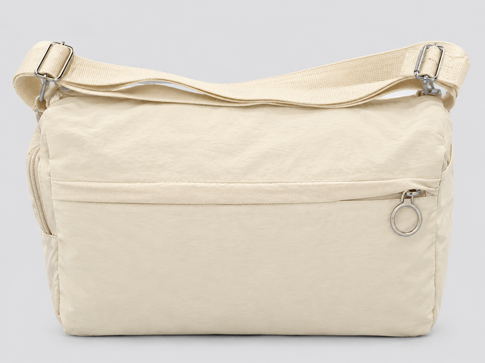 Clearance of Bagco Bag – Cream Crossbody with Front Zipper Pocket
