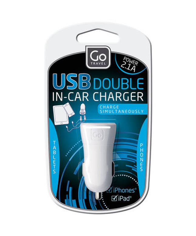 Go Travel USB In-Car Charger - White