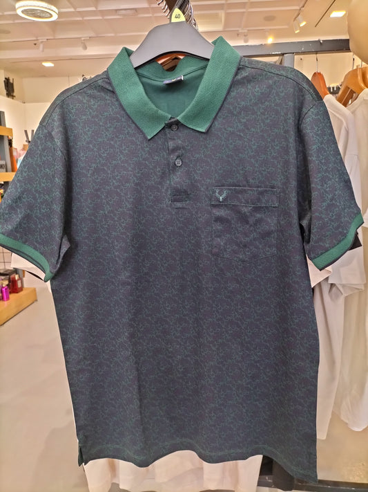 Allen Solly Green Polo T-Shirt With Floral Patterns And Chest Pocket