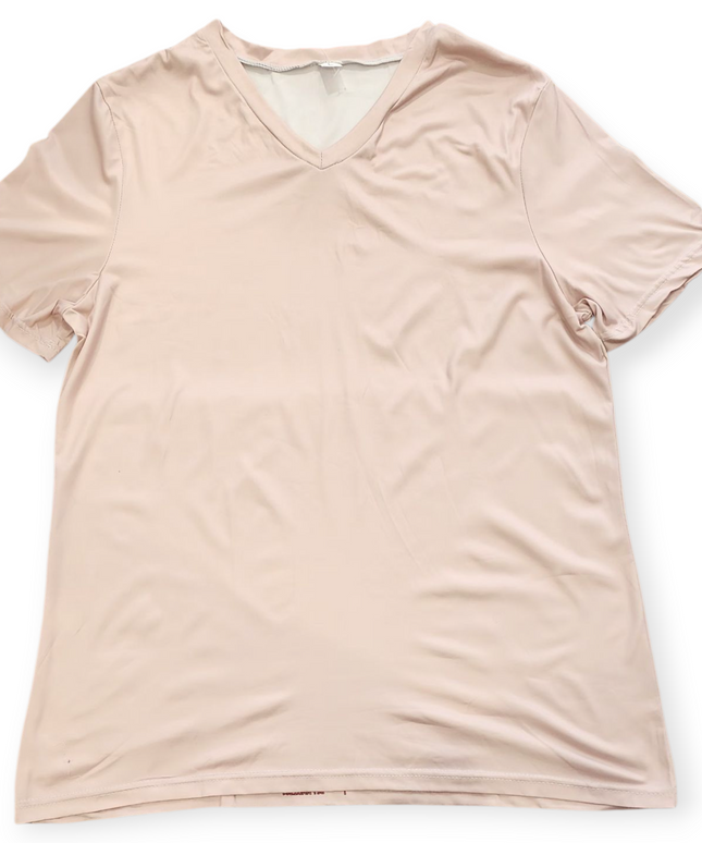 WOMEN'S BEIGE V NECK T SHIRT