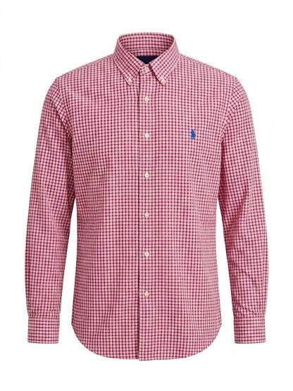Polo Ralph Lauren Men Classic Fit Button-Down Longsleeve - 'Checkered Pink' Blue Logo