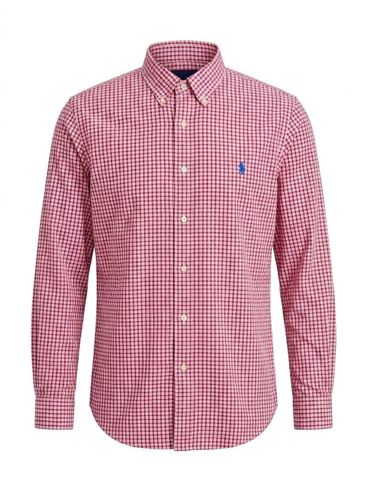 Polo Ralph Lauren Men Classic Fit Button-Down Longsleeve - 'Checkered Pink' Blue Logo