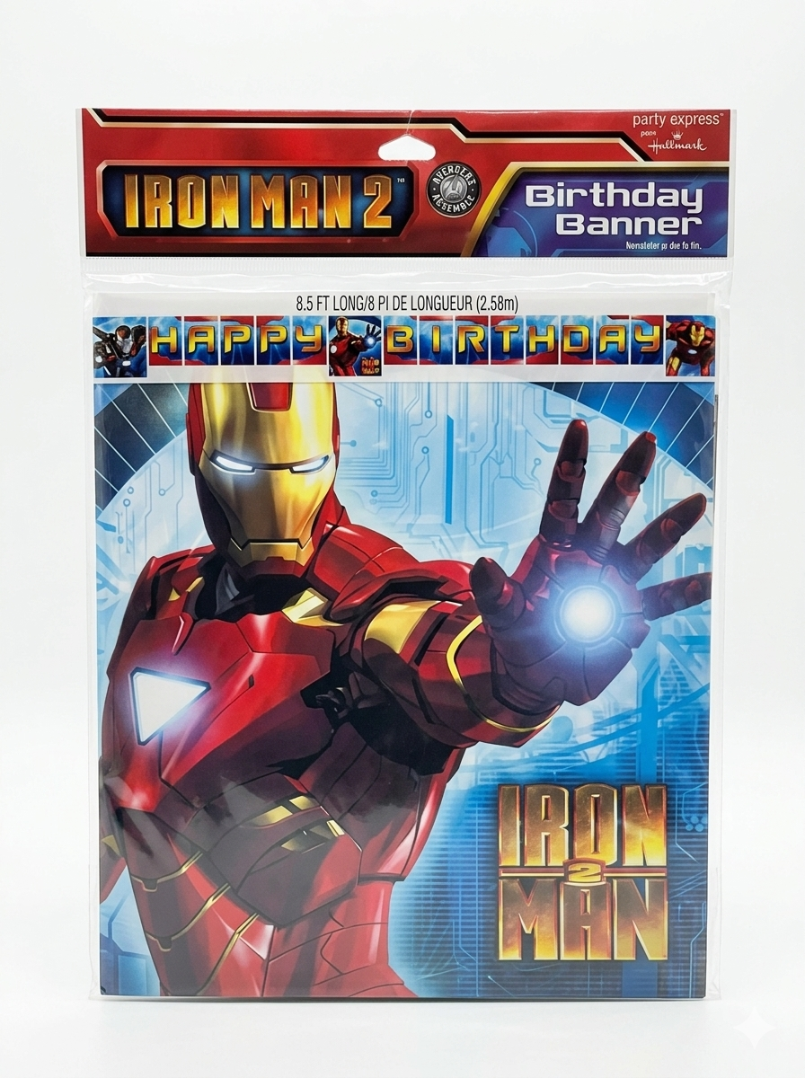 Iron Man 2 birthday banner in packaging