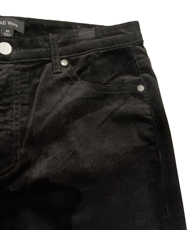 SIZE: 30 - Well Worn Women High Rise Corduroy Skinny Pant (Black 10/30)