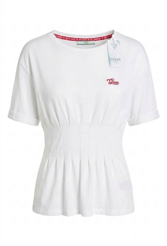 Guess Elegant Cinched-Waist White Blouse