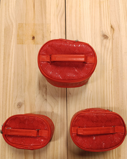 Makeup Bag for Women 3 Set / Color Red
