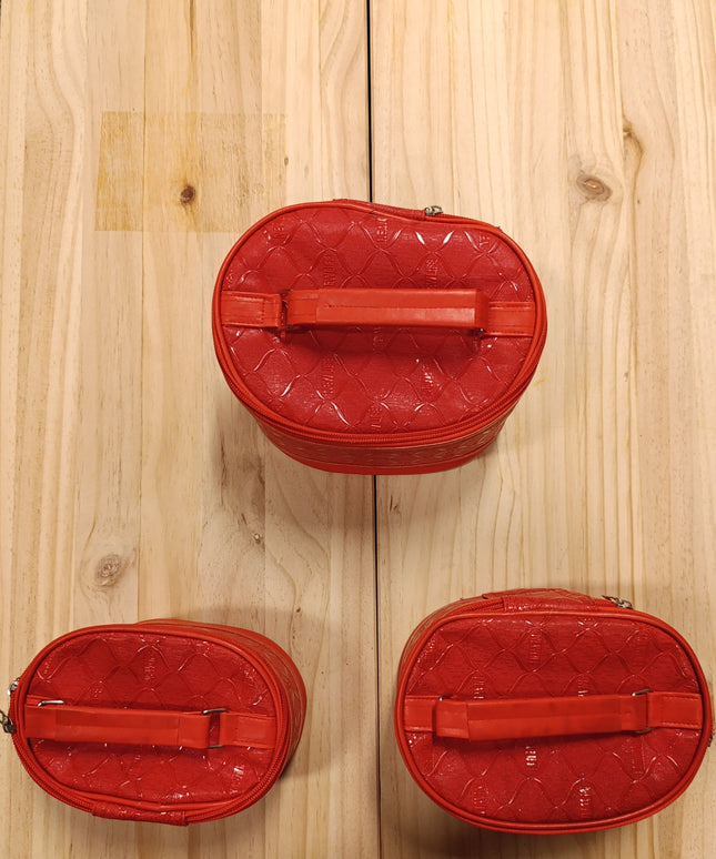 Makeup Bag for Women 3 Set / Color Red
