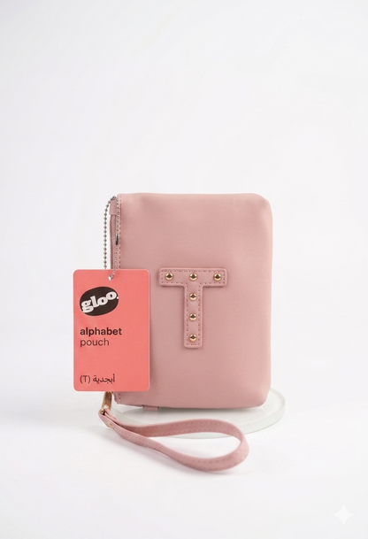 Gloo Studded Alphabet T Pouch With Wrist Tag And Zipper Closure