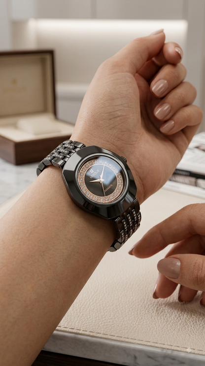 Unique Black Ceramic Women'S Watch