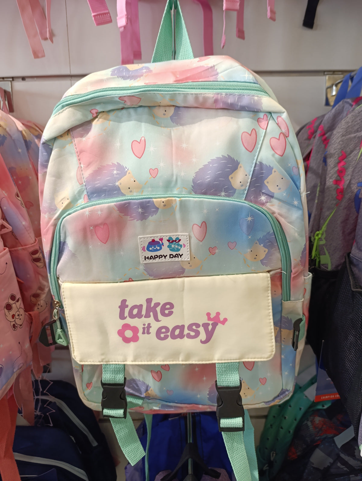 Happy Day Printed Backpack – Pastel Watercolour / Mint