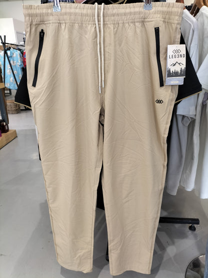 Leg3Nd Men'S Beige Jogger Pants With Black Side Panels