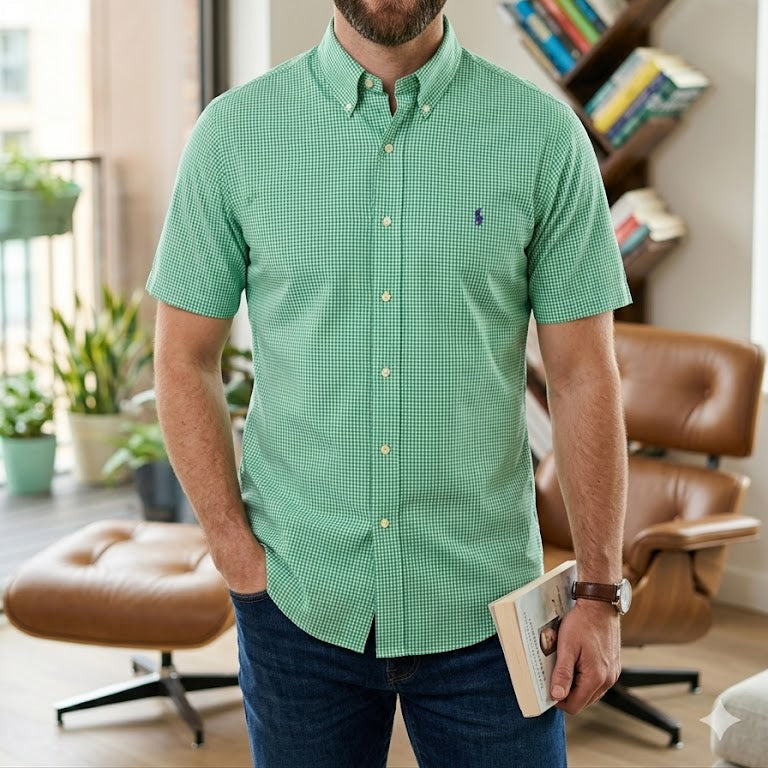 Polo Ralph Lauren Men Classic Fit Button-Down Shirt - White/Green Checkered