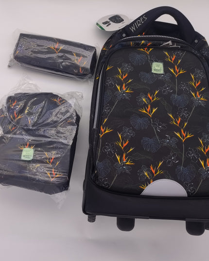 Wires All Sport Wires Big Wheel School Bag Trolley Set of 3 - Lunch Bag &amp; Pencil Case - W24535