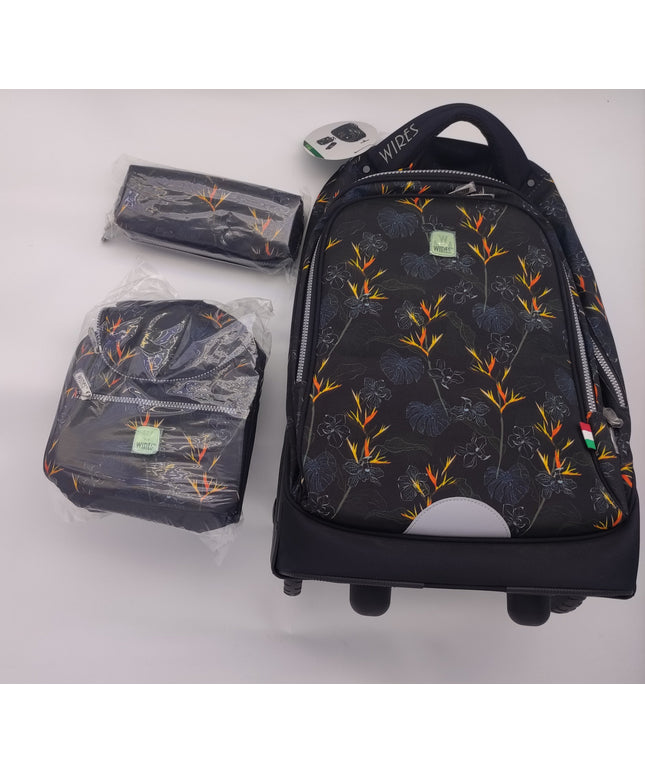 Wires All Sport Wires Big Wheel School Bag Trolley Set of 3 - Lunch Bag &amp; Pencil Case - W24535