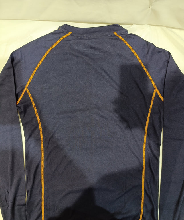 OUTERLIMITS Men striped round neck cotton blend navy blue set sport