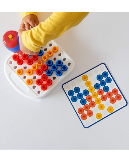 Educational Insights Design & Drill Patterns & Shapes Drill Toy, 58 Pieces with Toy Drill, Preschool STEM Toy for Home & Classroom, Ages 3+