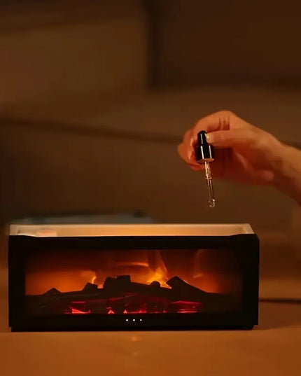 Flame Fireplace Aromatherapy Diffuser LED Night Light COLOR White