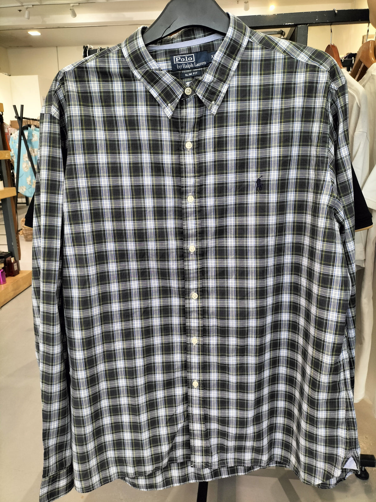 Ralph Lauren Men'S Black & White Plaid Long-Sleeve Shirt