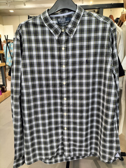 Ralph Lauren Men'S Black & White Plaid Long-Sleeve Shirt