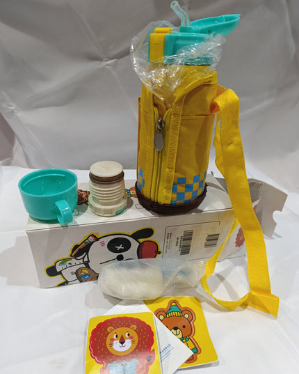 Hot & Cold Stainless Steel Kids Water Bottle | Double Wall Vaccum Insulation Flask |One Click Push Button to Open | Ideal for School, Sports, Picnics | 500ml, Green