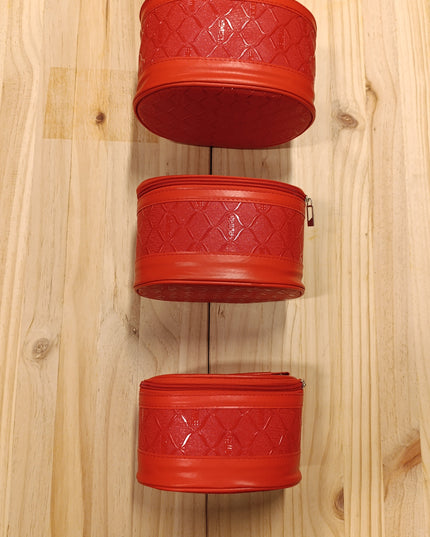 Makeup Bag for Women 3 Set / Color Red