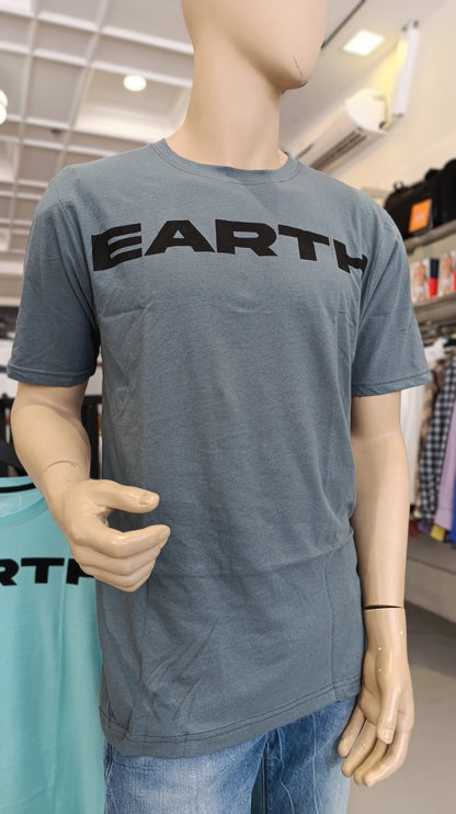 Bs Style Men'S Grey "Earth" Graphic Printed T-Shirt