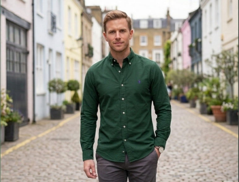 Polo Ralph Lauren Custom Fit Green Oxford Shirt