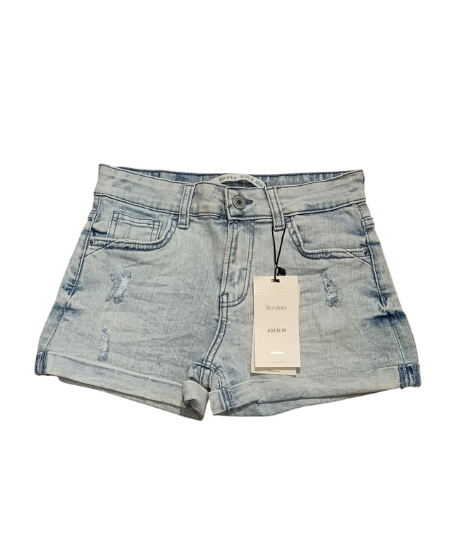 Berskha BSKGIRL DENIM Women's Jeans Shorts The color is a dark white on a sky